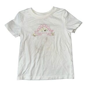 Cat & Jack White T-Shirt with Pink and Gold Dinosaur, Play Condition, 4T Girls
